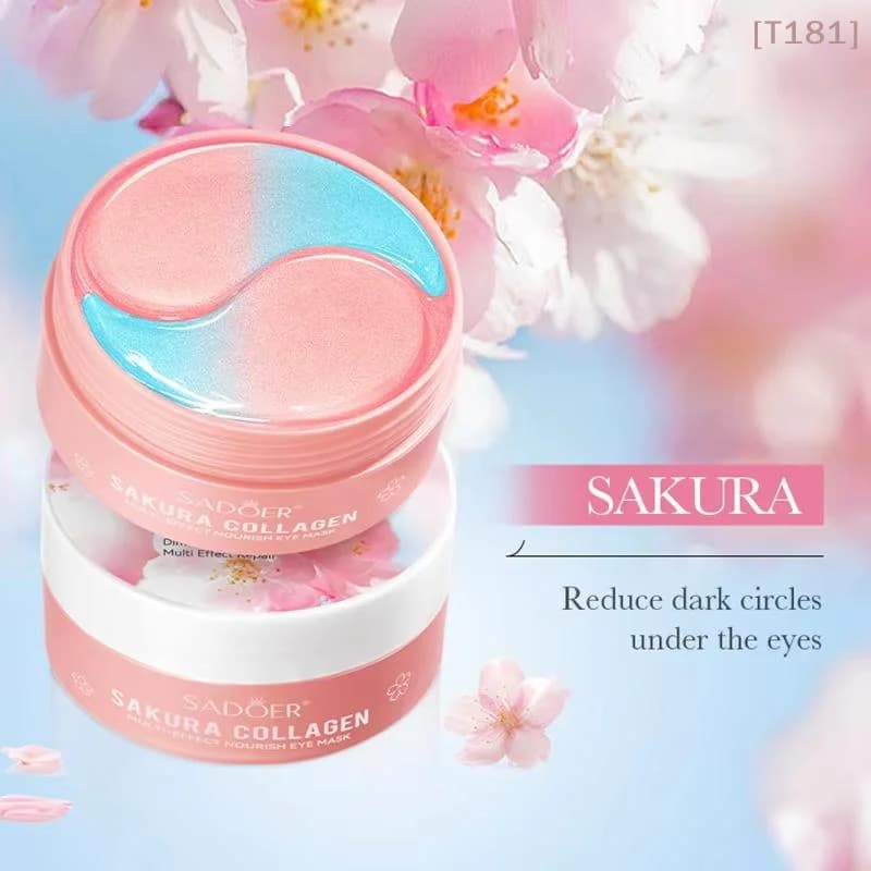 60 Pieces SADOER Mask Contour Eyes to Collagen Sakura Anti Eyewear and Bags, Hydrating and Sakura, Eye Skin Care Patch