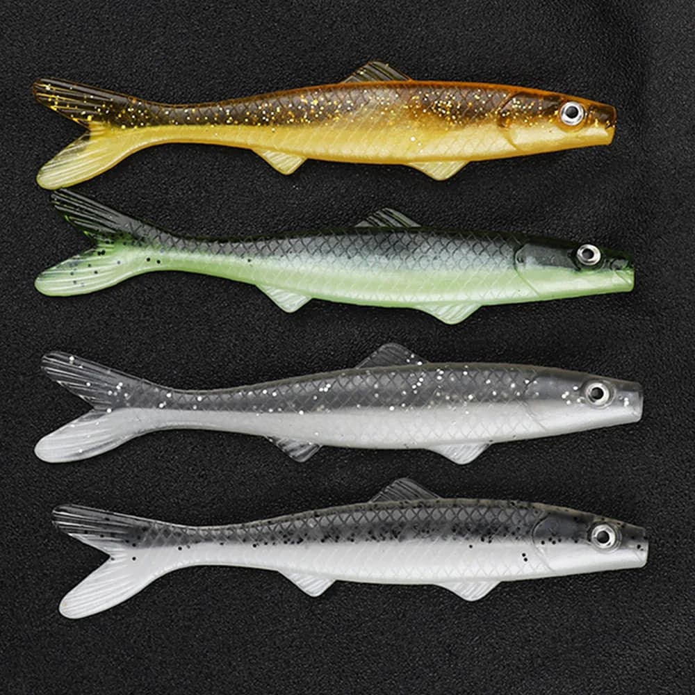 5 pz/busta Esche Morbide in PVC a Forma di Pesce da 80mm, 120mm, 140mm - Esche Artificiali Morbide per la Pesca