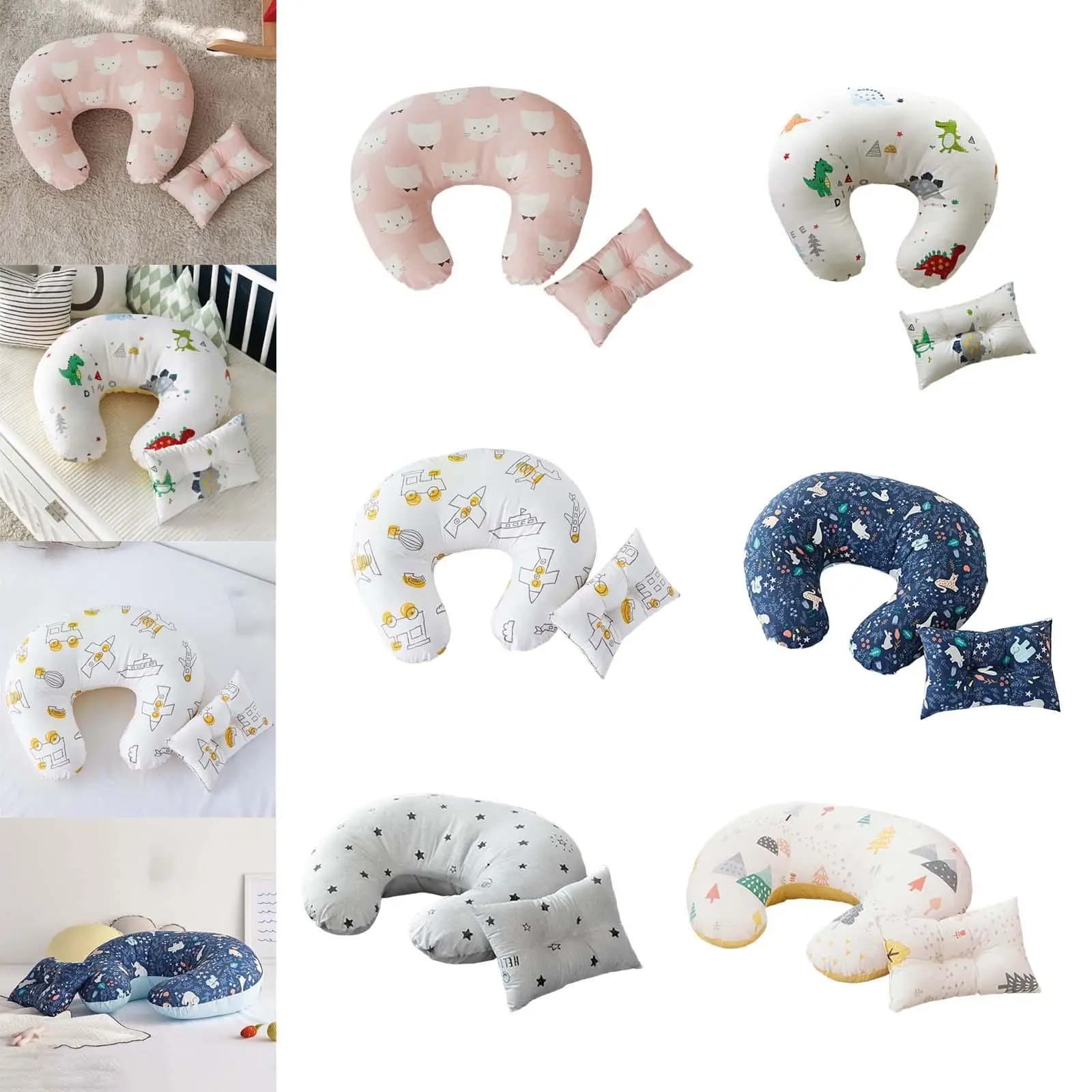 Cuscino per allattamento e allattamento per bambini a forma di U Supporto per la vita per l'allattamento al seno Cuscino per allattamento in tessuto traspirante di forma ergonomica
