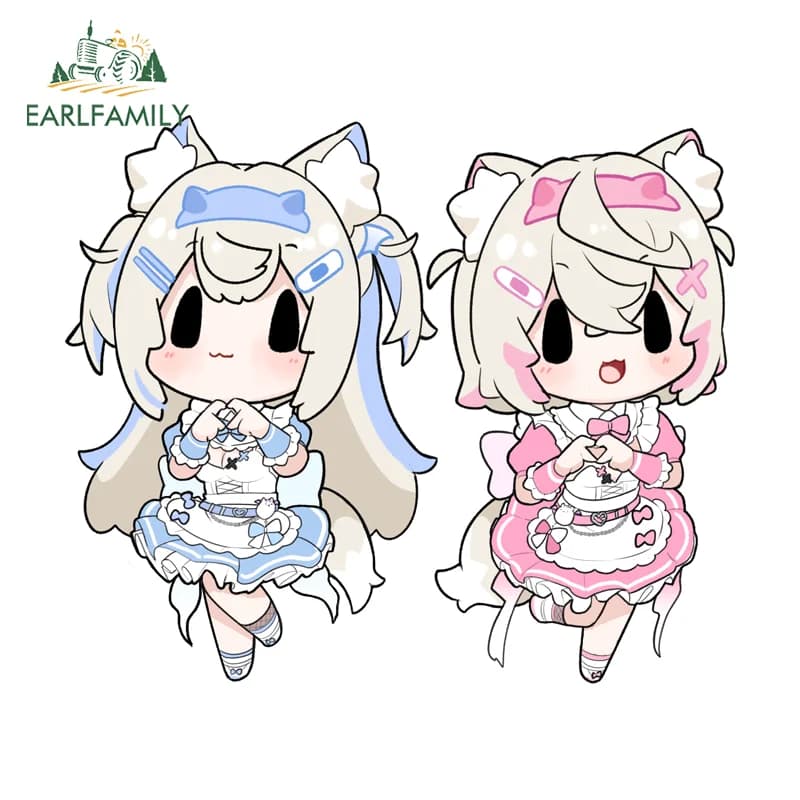 EARLFAMILY Fuwawa Mococo Hololive Adesivi e decorazioni per auto Adesivo per parabrezza attraente Decorazione pratica impermeabile per scatola portaoggetti
