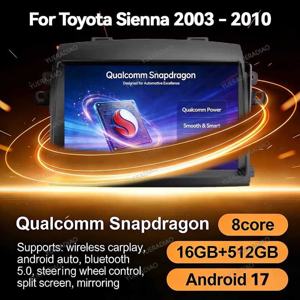 Android 17 Car Radio For Toyota Sienna 2 XL20 2003 - 2010 GPS NAVI Multimedia Video Player Head Unit 4G WIFI Qualcomm 2DIN BT