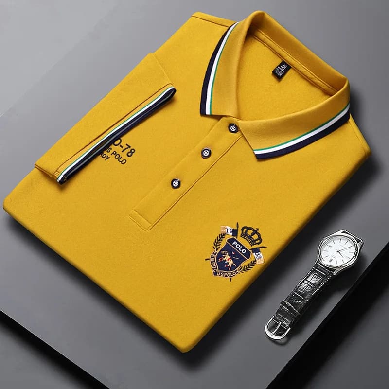 New Embroidered Men's Pure Cotton Popsicle Cotton Hot Selling Polo Shirt Summer New Business Casual Breathable Men's Polo Shirt