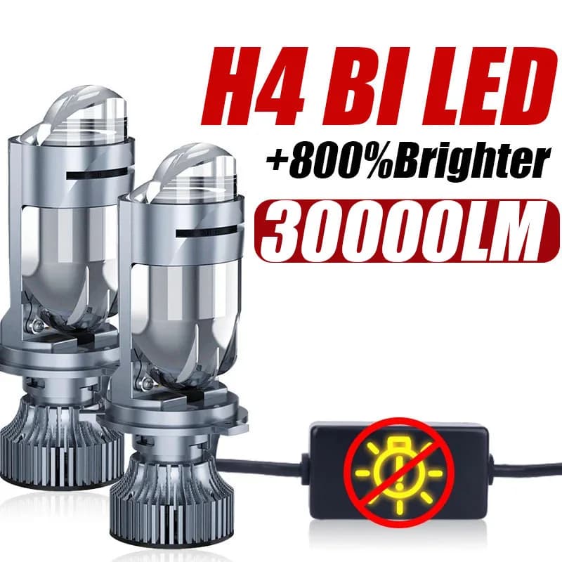 Proiettore LED H4 Mini lente Auto Bi LED Kit lampadina per fari Conversione abbaglianti abbaglianti 30000LM 6000K Turbo Fan Lampade per auto