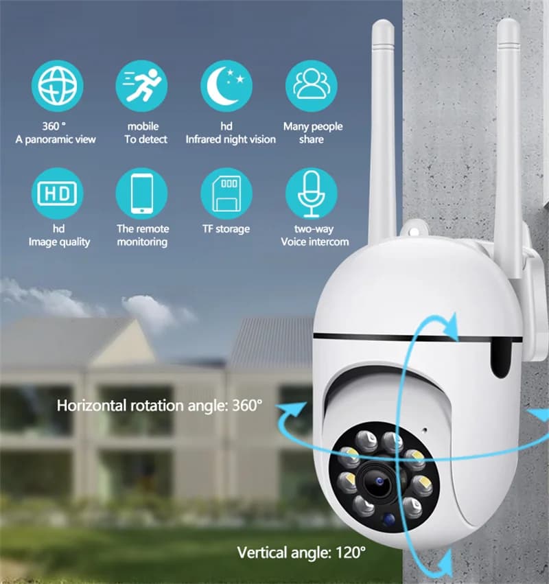 2MP 1080P Eseecloud/V380pro APP Telecamera IP PTZ wireless a colori AI Rilevazione movimento umanoide Sicurezza domestica CCTV Baby Monitor