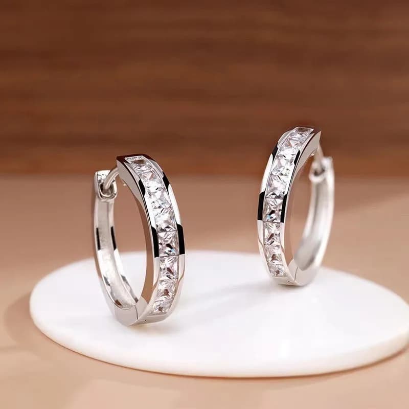 1 paio di orecchini rotondi da donna alla moda in argento S925 con zirconi sintetici, gioielli per feste di nozze