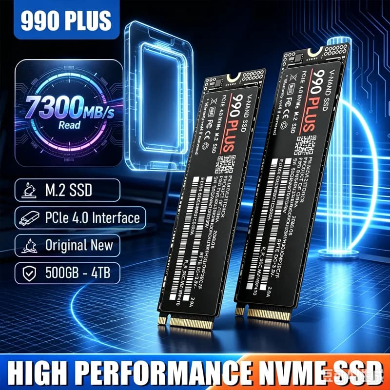 NEW 990 Plus NVMe M.2 2280 PCIe 4.0 SSD 500GB to 4TB up to 7300MBs storage for PS5 consoles gaming laptops desktops low power