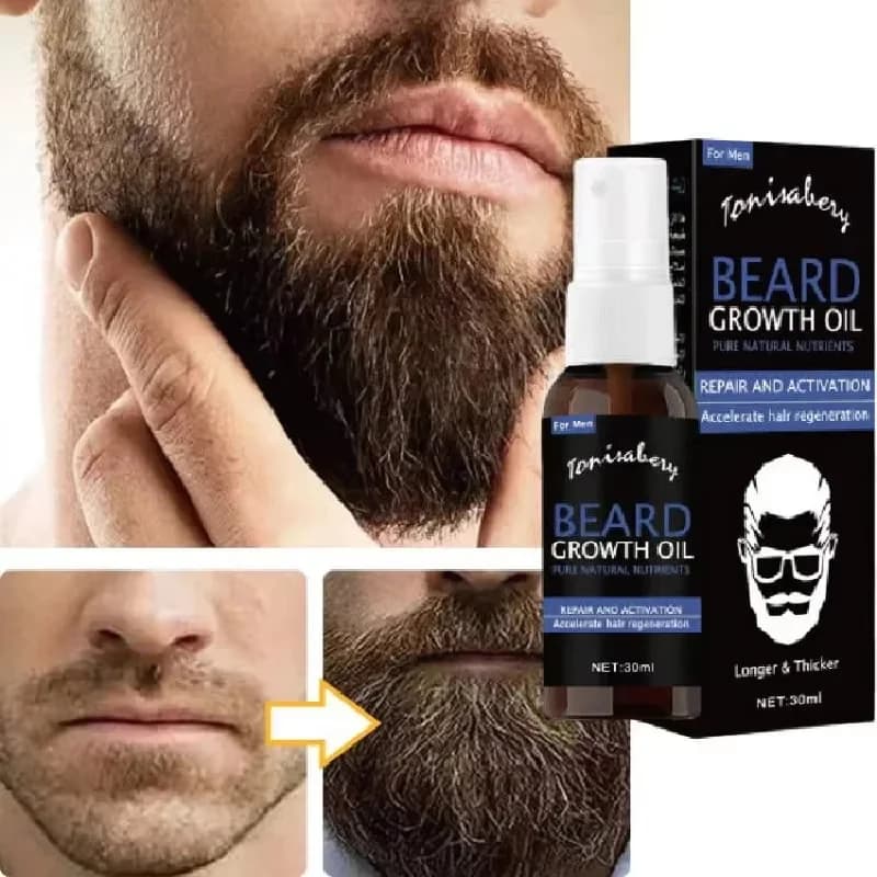 Silk Spray for the Growth of Barba, Essential Oil for Rapid Growth, Hydrating Liquid and Softening for More Thick, Long & Past Barba