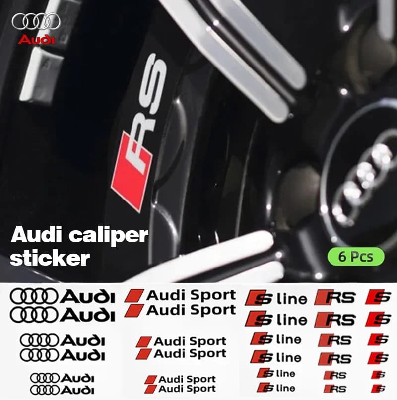 6Pc Auto Pinza Freno Adesivo Ad Alta Temperatura Impermeabile Decalcomania per Audi ceramica A3 A4 A5 A6 A7 Q3 Q5 Q7 RS3 RS4 RS5 S3 S4 S5 S7