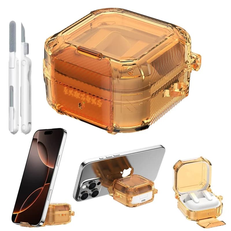 Clear TPU Case For Samsung Galaxy Buds 4 Pro/Buds 4 Headphone With Lock&Phone Stand Case For Samsung Galaxy Buds 4 Pro Earbuds