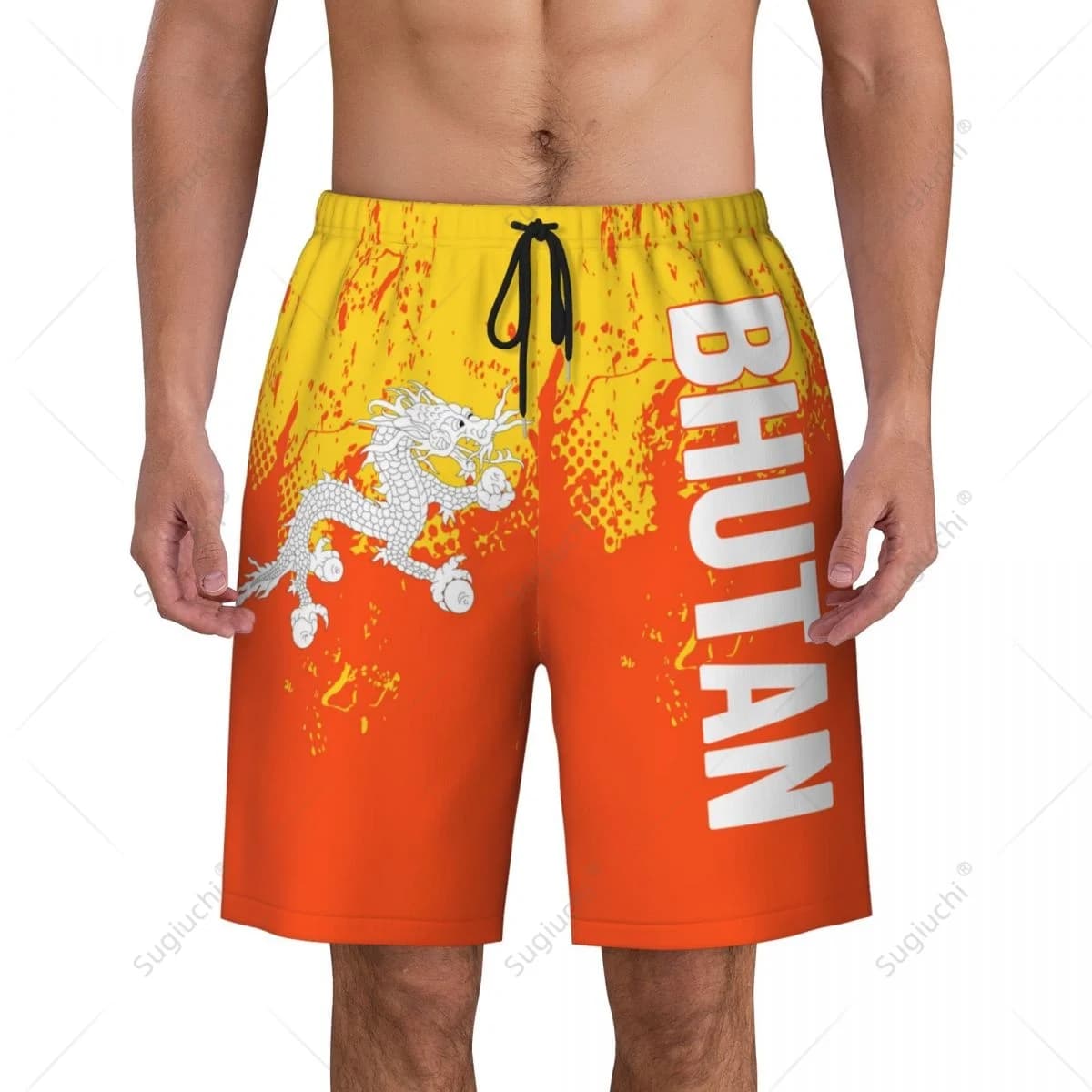 Men's Bhutan Flag Beach Pants Board Shorts Surfing Boys Soccer Cycling Swimwear Running Polyester