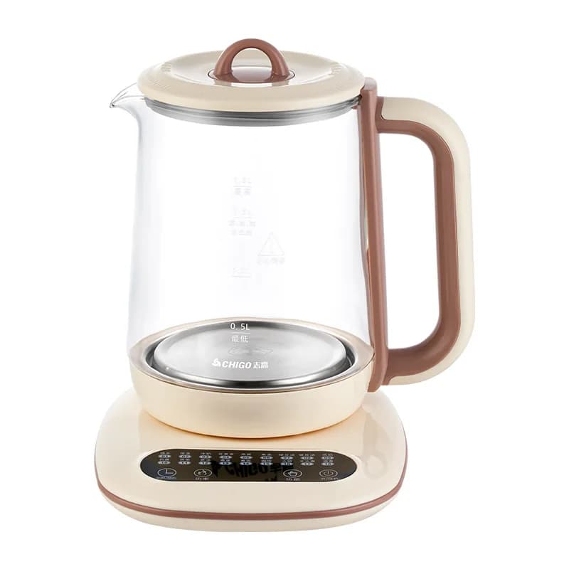 Bollitore Multifunzione in Vetro Spesso da 1,8L per Tè e Infusi, con Funzione di Isolamento Termico, Mini Bollitore 220V