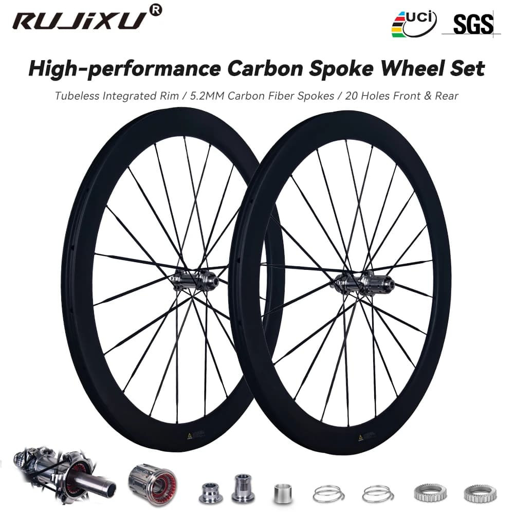 Set di ruote in carbonio con cricchetto a raggi in carbonio 60 TRoad Design speciale aerodinamico Cerchioni da ciclismo Ruota con freno a disco con cuscinetto in ceramica