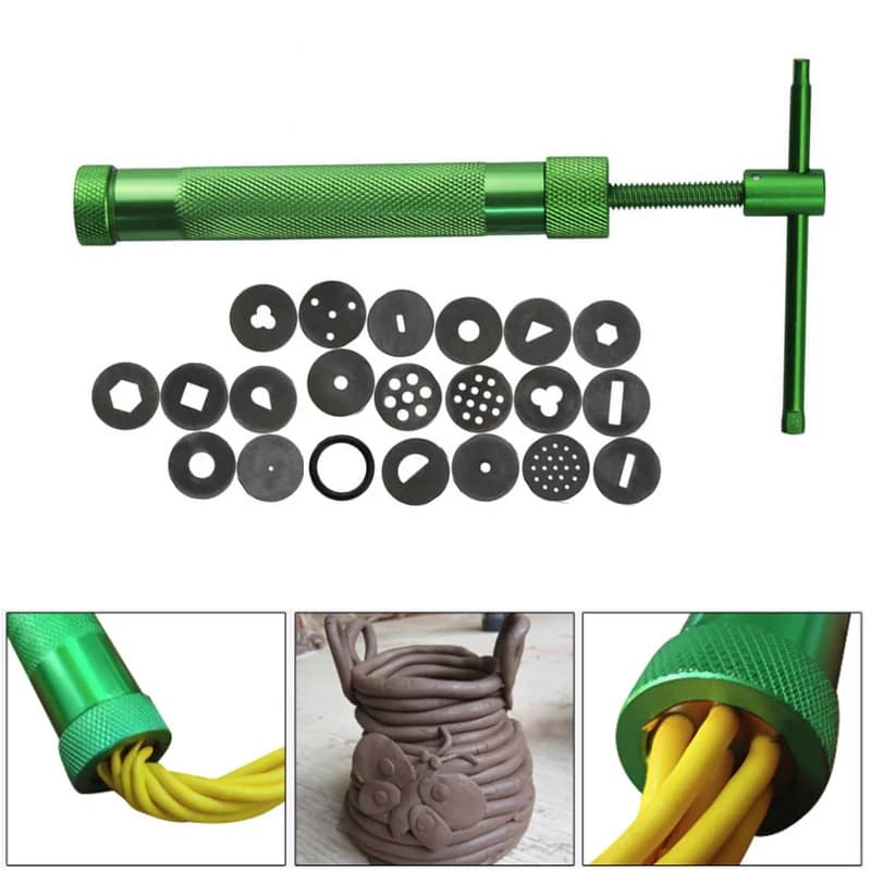 20Pcs Stainless Steel Fondant Extruder Gun with Tips Set for Cake Sculpture Polymer Clay Sugar Craft Decorating Tools Clay Tools