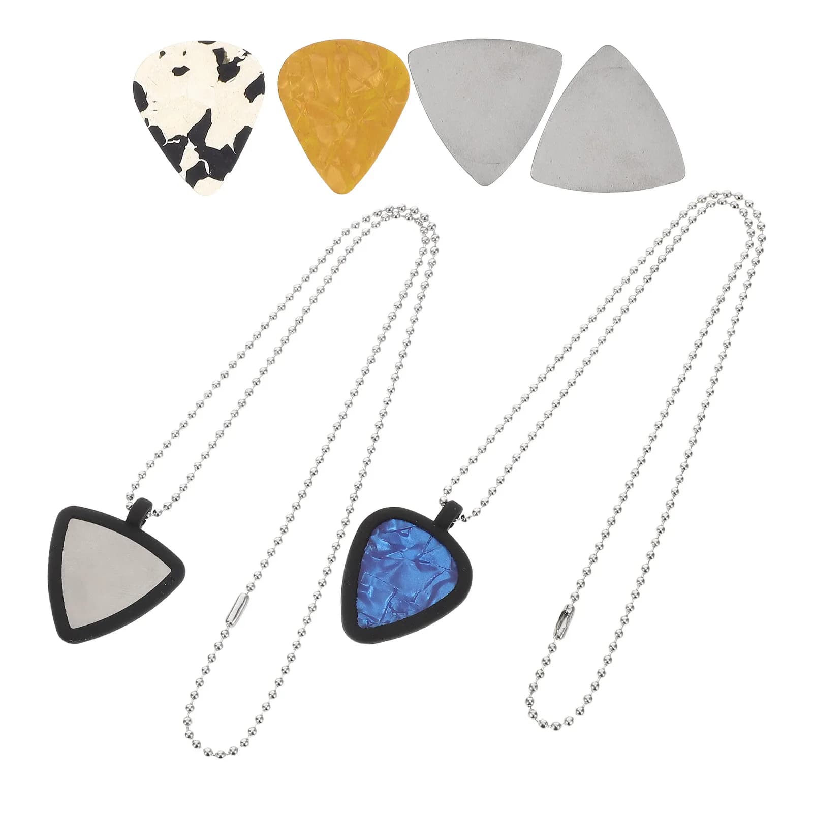Set di 1 Portaplettro a Collana in Silicone, Ciondolo Porta Plettri con Design a Doppio Lato per Chitarristi, Ukulele e Bassisti