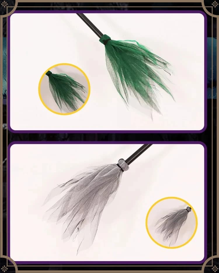 Witch Flying Broom Cosplay Accessory, Magical Wizard Prop for Halloween Costume Party Dress-Up