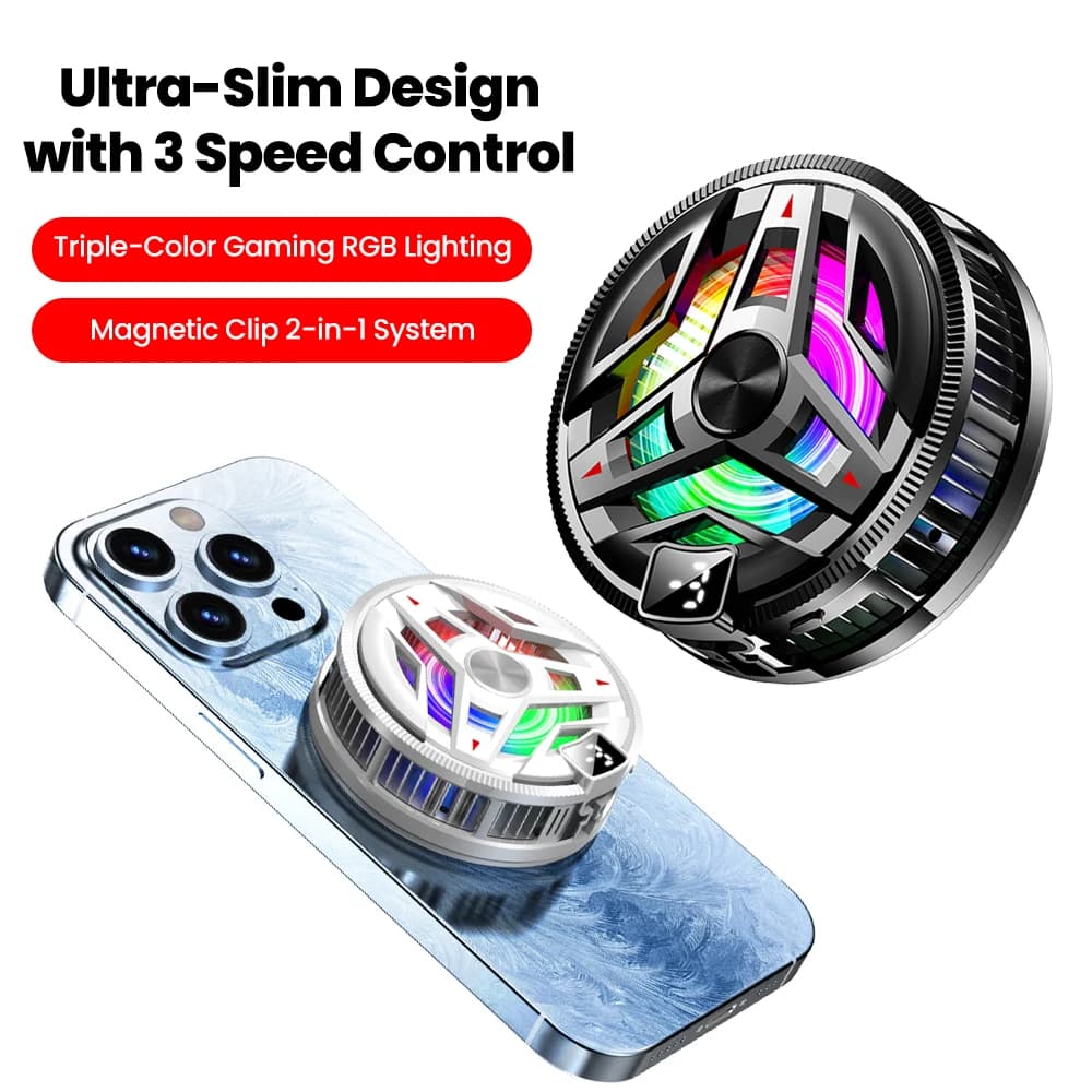 Dispositivo di raffreddamento portatile per telefono a semiconduttore magnetico con display digitale Luci RGB Potente ventola di raffreddamento per dispositivo di raffreddamento del ghiaccio del telefono da gioco
