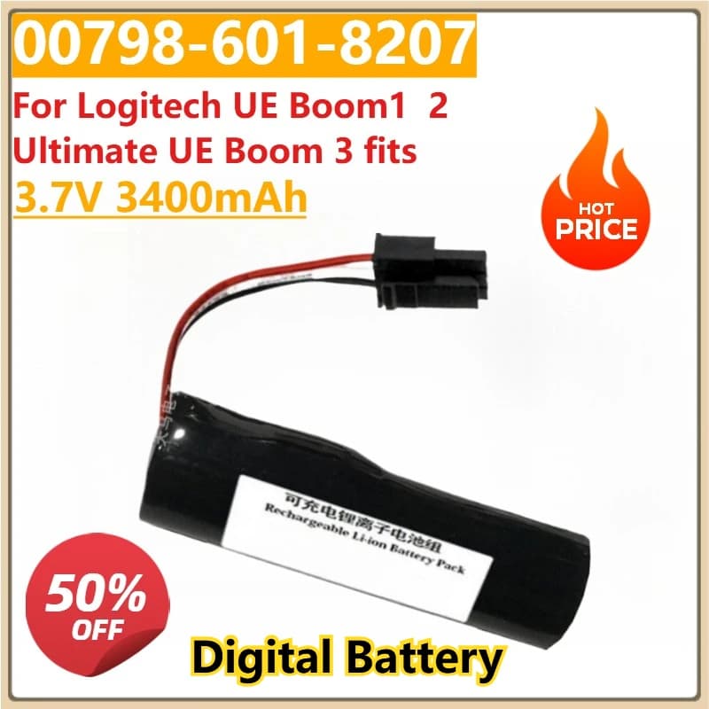 Digital battery 00798-601-8207 3.7V 2600mAh 3400mAh Conenset Audio for Logitech EU Boom1 2 Ultimate UE Boom 3 suitable for lithium-ion