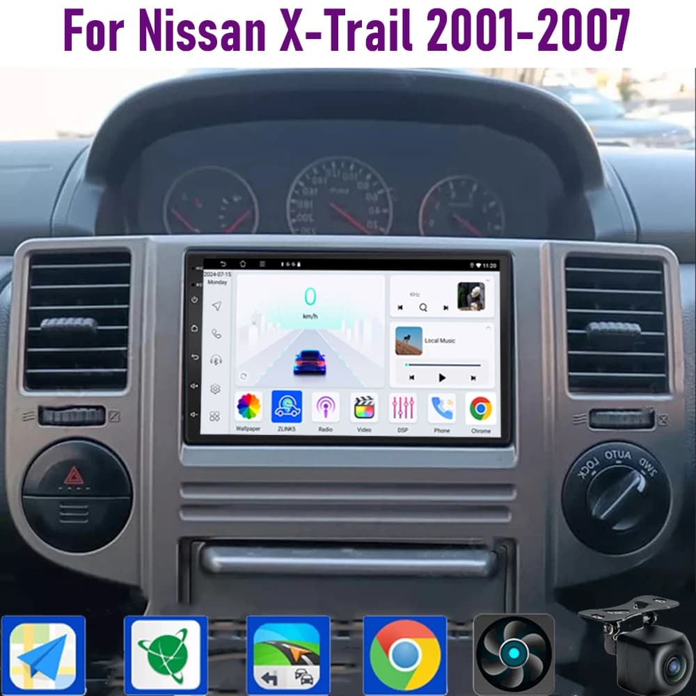 GPS 7" 4+64GB For Nissan X-Trail 2001-2007 Car Radio Steering Wheel control Google Map Stereo Wifi Reversing Image 2DIN BT