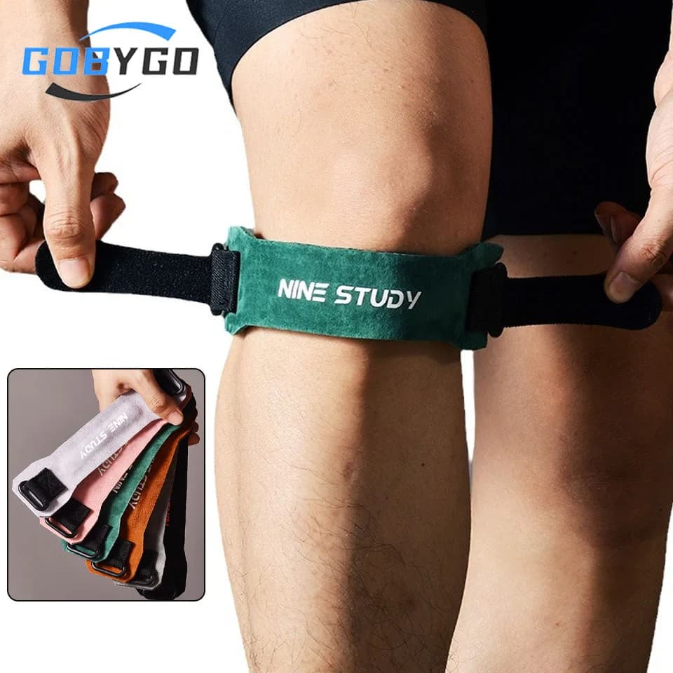 GOBYGO 1 pcs strap for rotula in bovina leather knee pads for menisco double-directional compression stabilize the rotula running rope for jump basketball