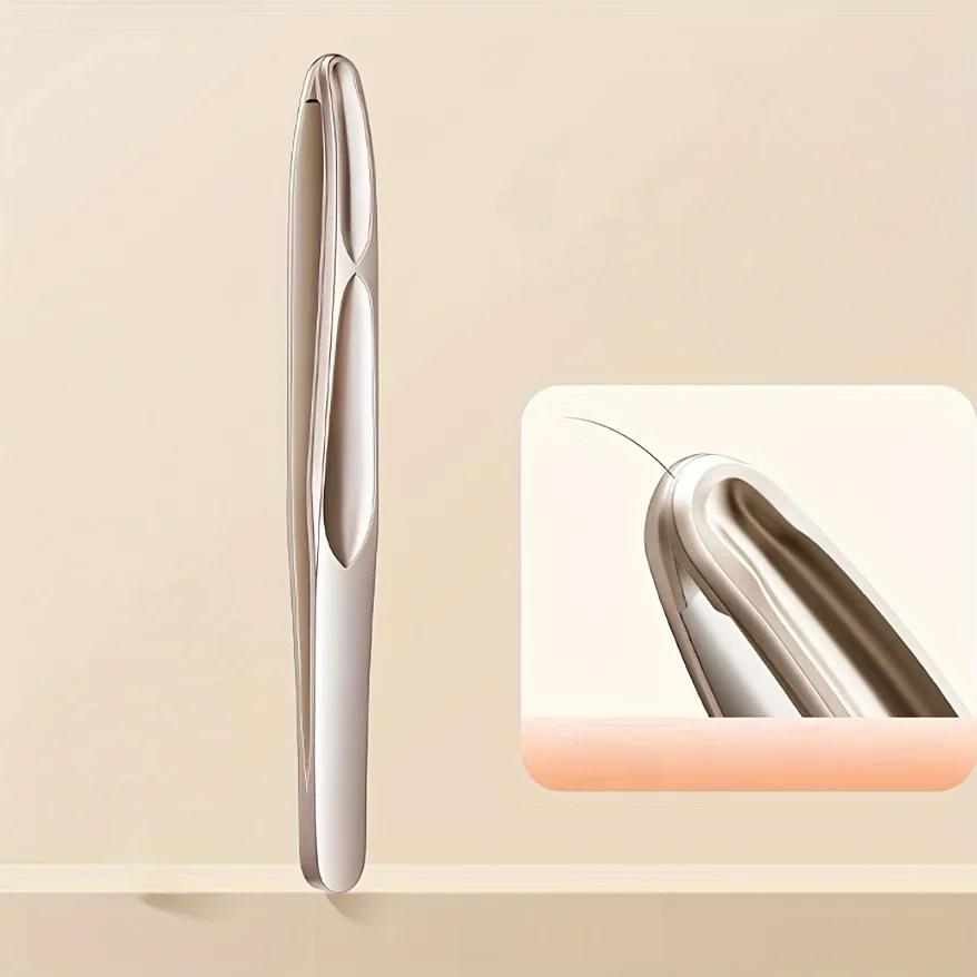 Stainless Steel Eyebrow Clips for Beard Finishing and Precision Moustache Gentle Round Head Grips on Light beige
