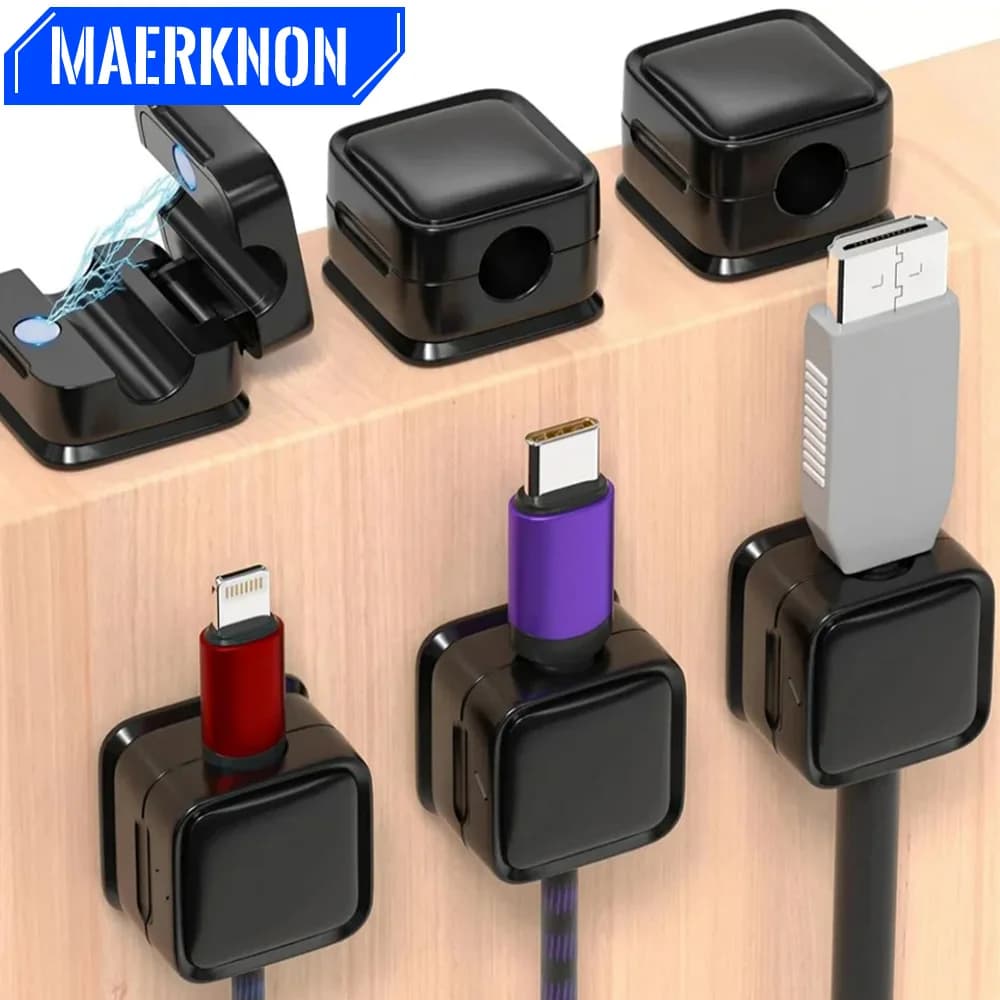 1/3/6PCS Supporto per organizer per cavi Cavo magnetico Supporto per cavo regolabile liscio sotto la scrivania Gestione dei cavi Clip per auto