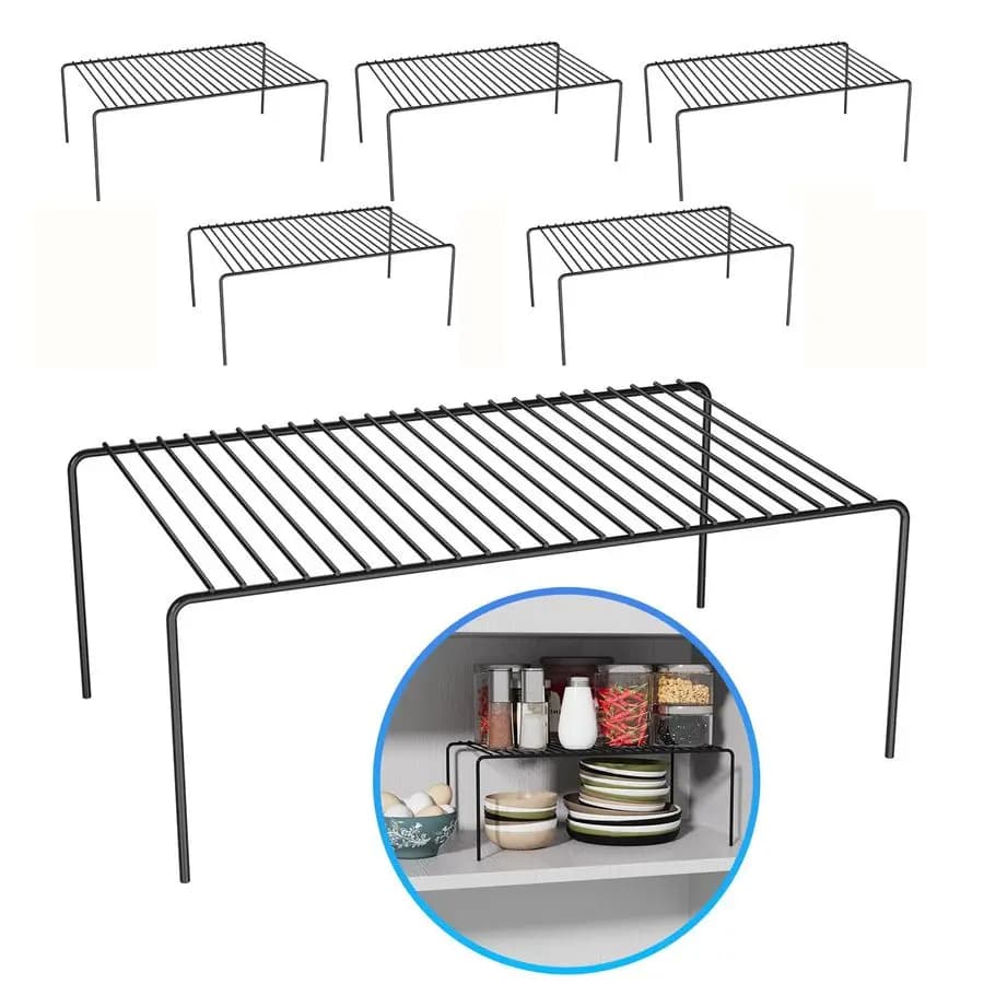 Set di 6 scaffali portaoggetti neri da 9,4 pollici, organizer e contenitori in metallo antiruggine per cucina, organizer per spezie