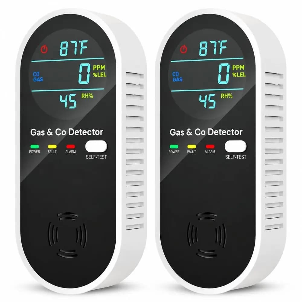 4 in 1 LED Display Gas Detector Safety Alarm Multi-functional CO Sensor Plug In Carbon Monoxide Detector Kitchen