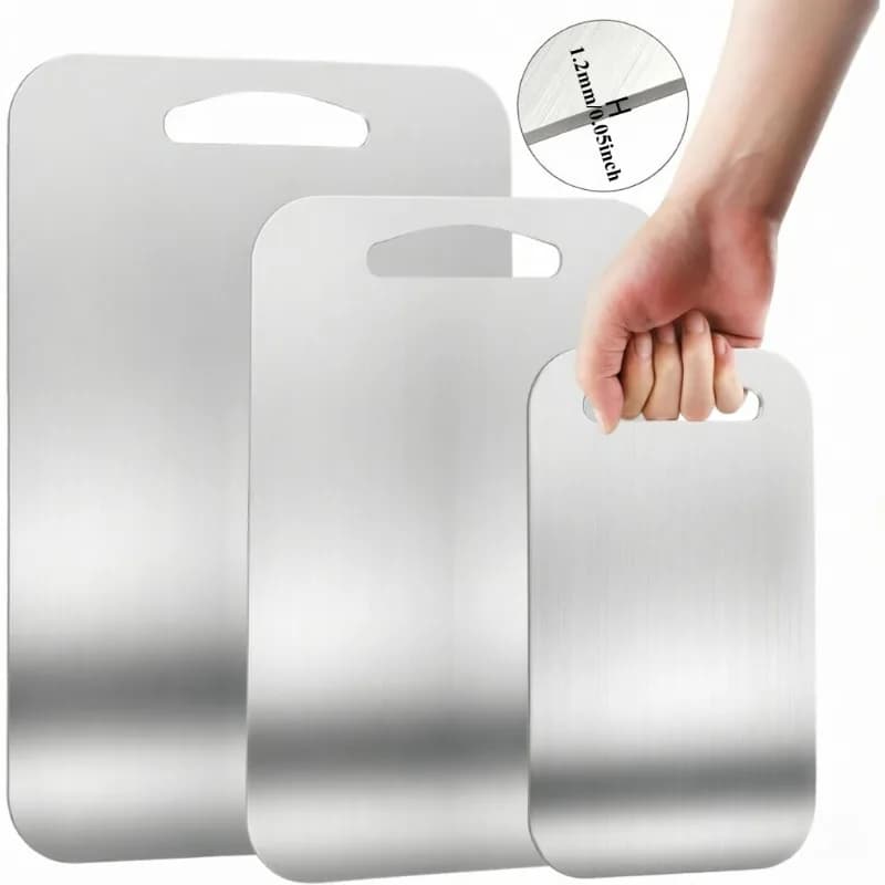 3pcs Thick-edged Stainless Steel Cutting Board—a Kitchen or Dining Room Essential with Sturdy Edges That Won’t Cut Your Hands.