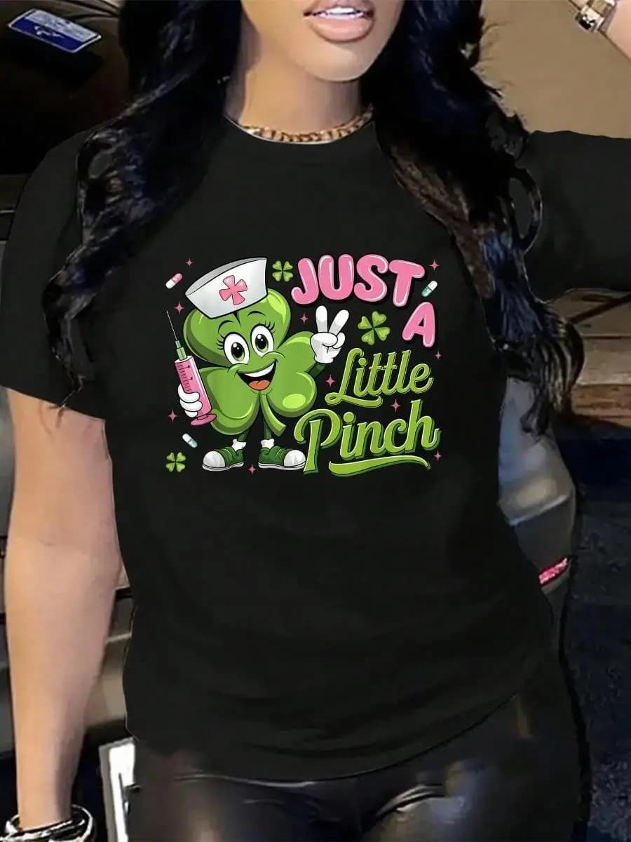 100_ Cotton Funny Just A Little Pinch Nurse St Patrick s Day Shamrock T-Shirt Men s Women s Soft Breathable Tee Classic Fashion Summer Tops Print