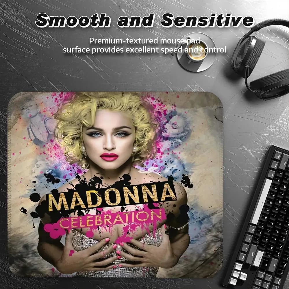 Cantante M-Madonna Ciccone Tappetino per mouse Uffici Accessori Gaming Piccolo tappetino per mouse Tappetino da scrivania Tappeto da ufficio Tappetini per giocatori Anime Gadget Comput