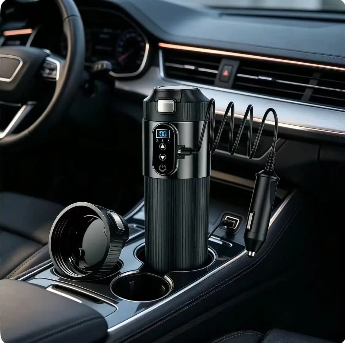 Car Electric Kettle Smart Control Heating Cup Digital Display Portable Car Boiling Water Mug for Travel Vehicle Drink Heating