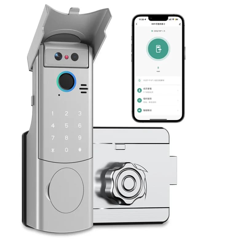 Face Recognition Door lock With Smart Doorbell & 2 Smart Cat's Eye Camera Support Visual Intercom by Tuya Smart Life App