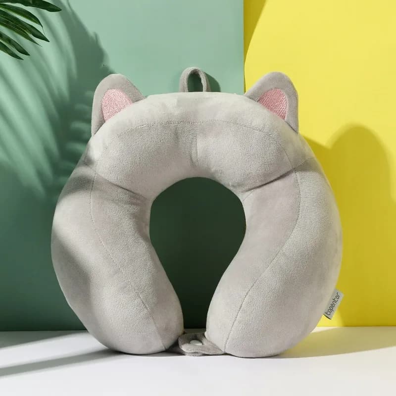 Cuscino da Viaggio a Forma di U con Orecchie da Gatto e Design a Cammello, per Ufficio, Viaggi in Aereo, Supporto Cervicale, Compagno Confortevole