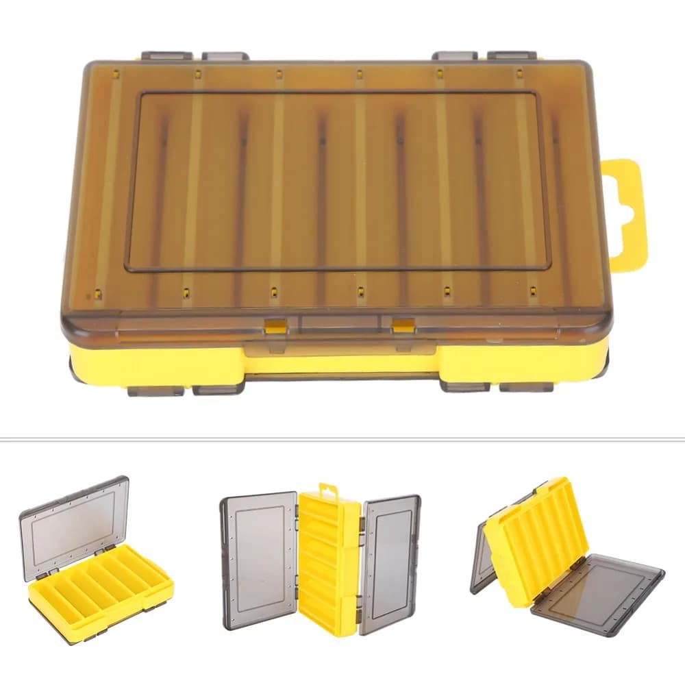 2PCS PP Lure Tackle Box Double Sided V-Shaped Fishing Lure Tackle Box 12 Slots with Fast-Drying Drain Holes Tackle Storage Case