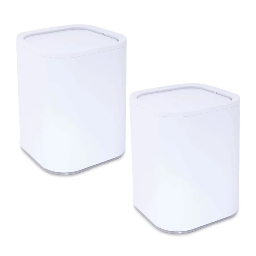Set di 2 Cestini per Rifiuti in Acrilico da 8L per Bagno, Cucina, Camera da Letto, Bianco, Infrangibile, Leggero, Design Moderno con Bordi Lisci