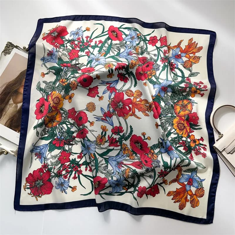 Sciarpa fazzoletto moda 70*70cm per donna sciarpe per capelli in raso di seta scialle piccolo fascia quadrata femminile sciarpe testa Bandana