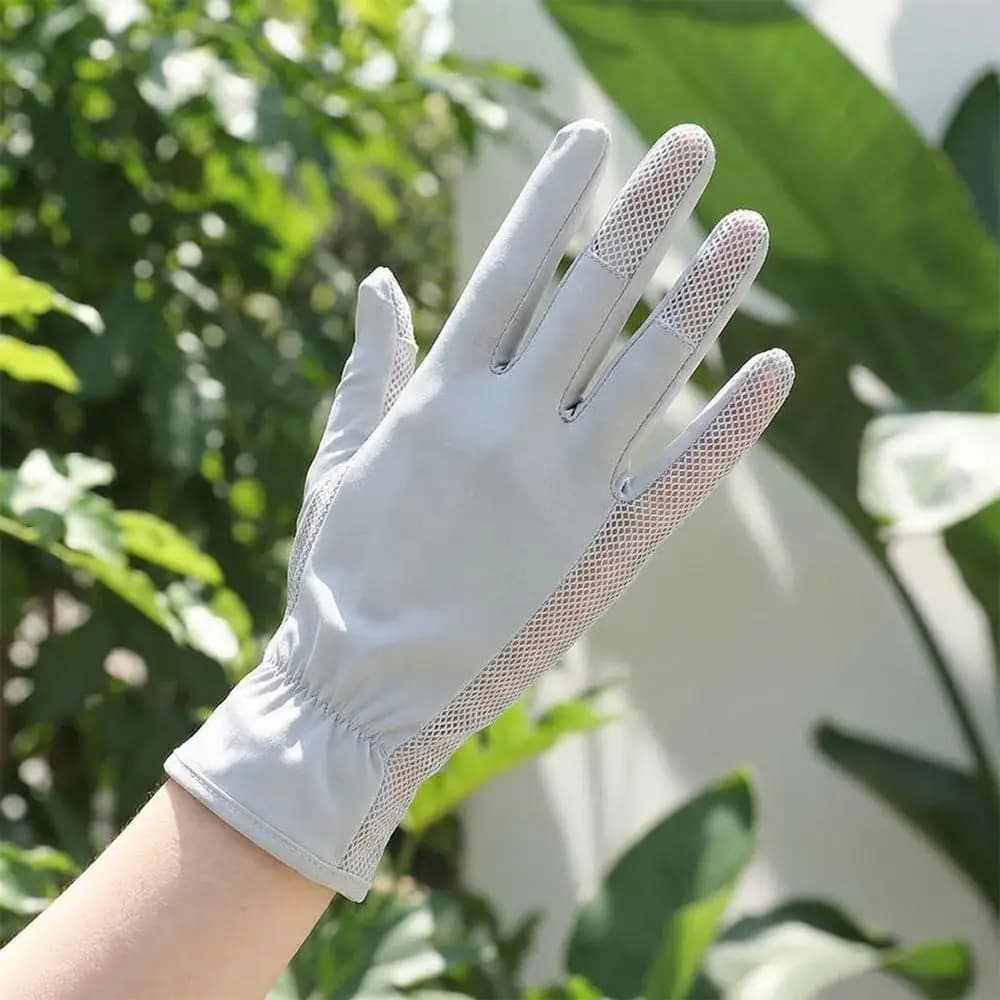 Guanti Elastici Touchscreen in Seta Ghiaccio Antiscivolo in Poliestere con Protezione UV, Nuovi Guanti Sottili Traspiranti Monocolore per Esterni