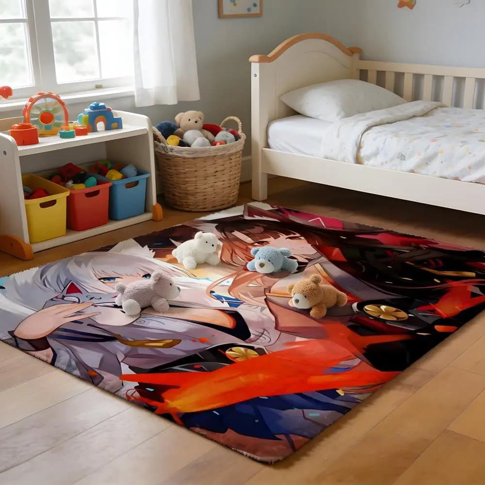 Soft flannel mat, non-slip and absorbent carpet for bathroom, bedroom, home decorations, Koi fish bringing luck