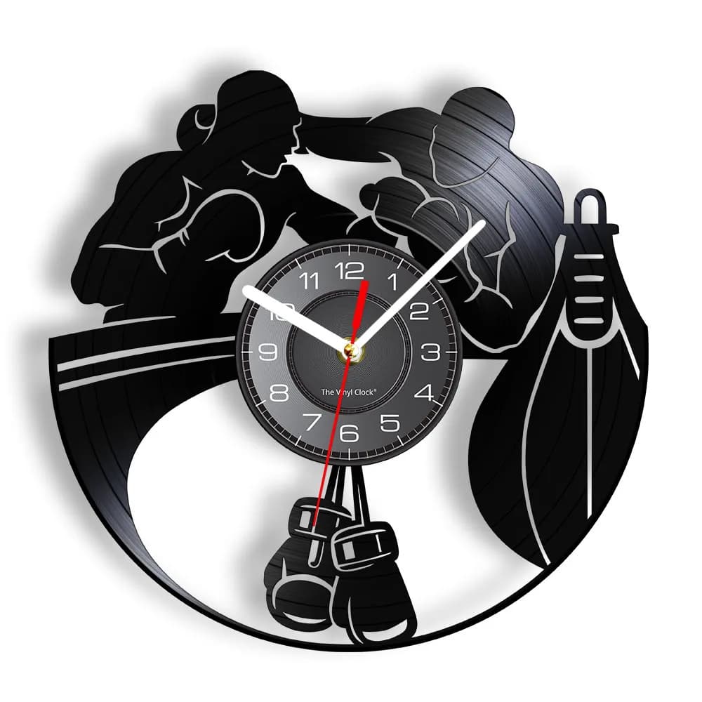 Boxes Home Decorations Wall Clock Boxing Gloves Boxing Bags Vinyl Disco Vinyl Disc Wall Watch Fighting Sport Boxer Scrappers Gift