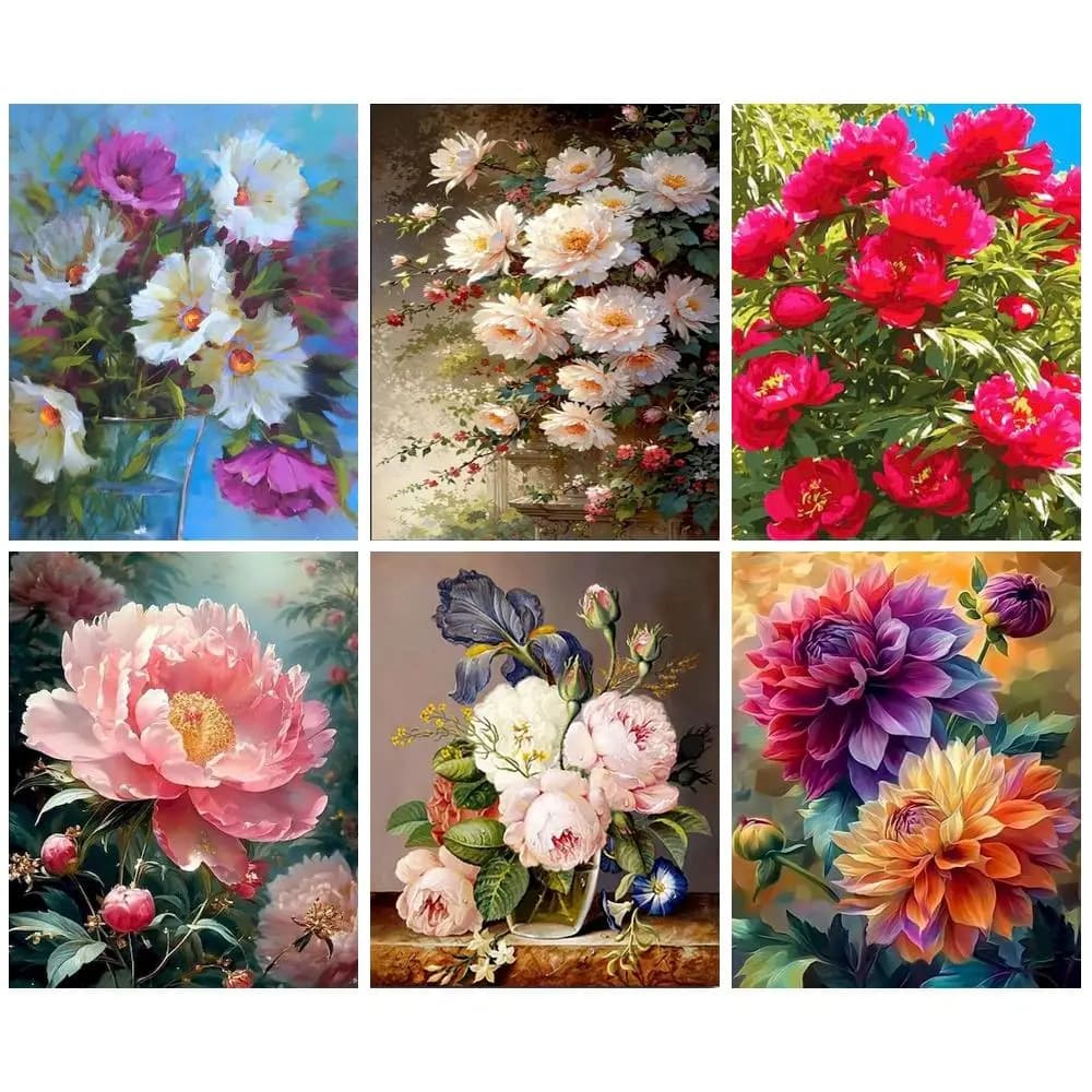 PhotoCustom Diamond Painting Full Square Flowers Picture Diamond Embroidery Cross Stitch Kit Diamond Mosaic Landscape