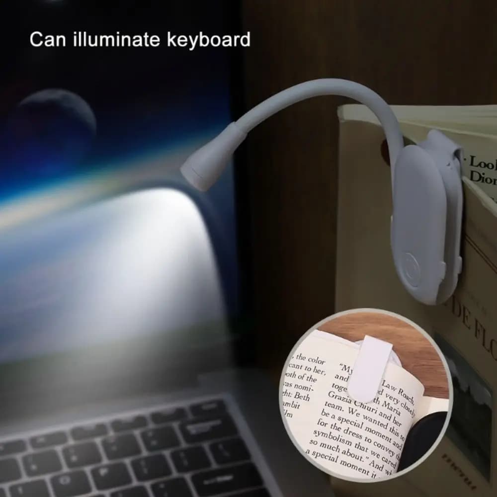 Luce da libro a LED ricaricabile per protezione degli occhi Luce notturna dimmerabile di dimensioni mini 360 ° Uso da viaggio leggero con clip a 3 colori regolabile