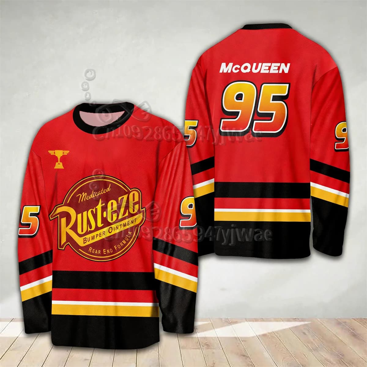 Maglia da hockey Piston Cup Llightning McQueenSally Jersey Coppia Camicia a maniche lunghe Viaggio in famiglia TEE T-shirt per bambini per adulti