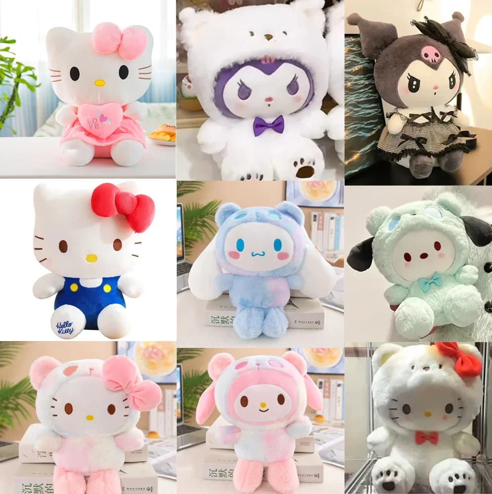 25 cmSanrio Peluche Kawaii Sanrio Kuromi My Melody Cinnamoroll Peluche Bambola Cuscino Anime Cartoon Regali per bambini Decorazione della stanza Bambole
