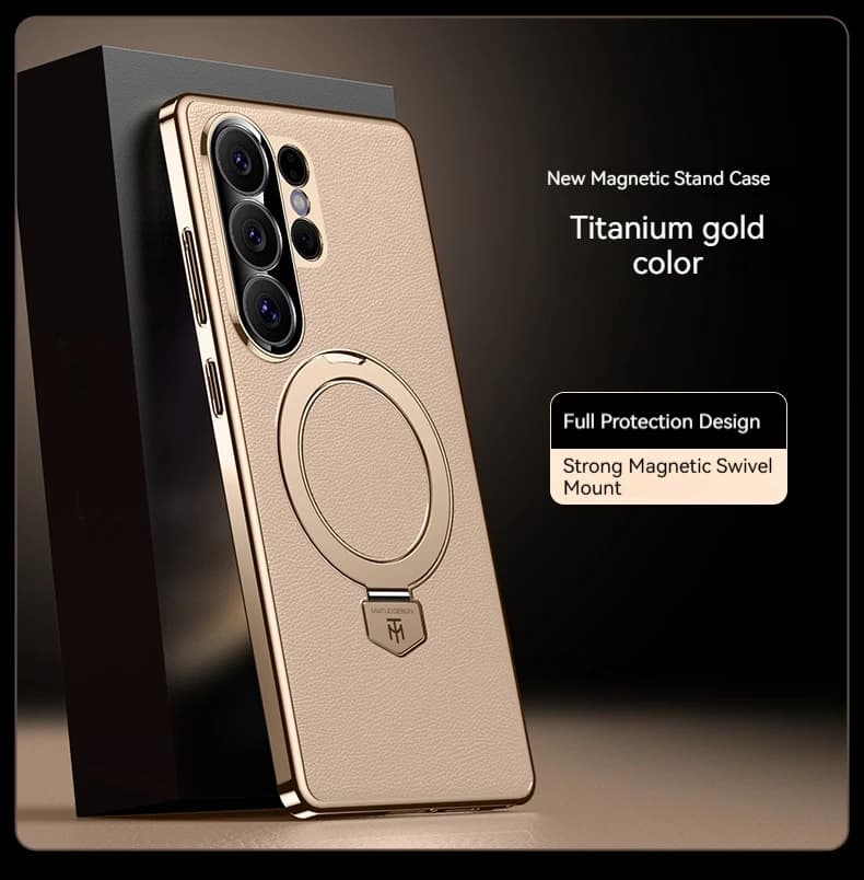 Custodia per telefono in metallo alluminio con supporto magnetico, per Samsung Galaxy S26 Ultra, custodia in pelle di alta gamma per uso aziendale, ricaricabile wireless