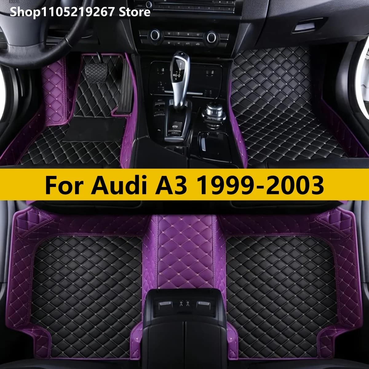 Tappetini per Auto su Misura per Audi A3 8L 1999-2003, Set Completo di Tappeti in Pelle Personalizzati