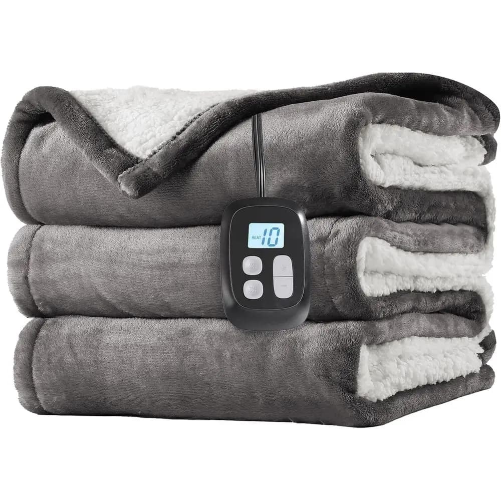 Coperta Elettrica Riscaldata Misura Full 72x84 Pollici, Doppio Lato in Morbido Felpato e Sherpa, Display LCD, 10 Livelli di Calore con Timer 1-12 Ore e Protezione da Sovraccarico
