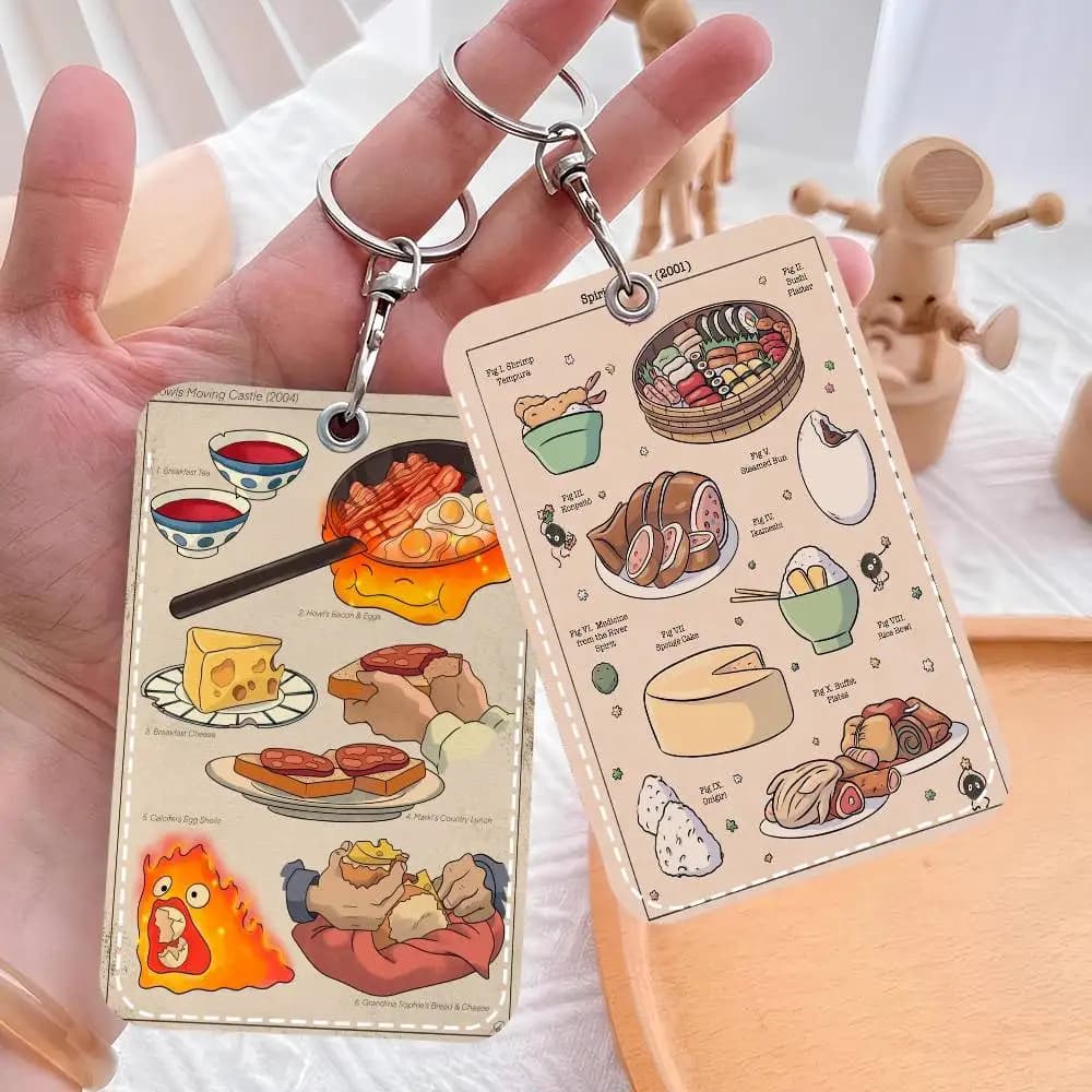 Studio Ghibli Treats Japanese Food Porta carte in pelle classico compatto per uomo e donna, ideale per viaggiare