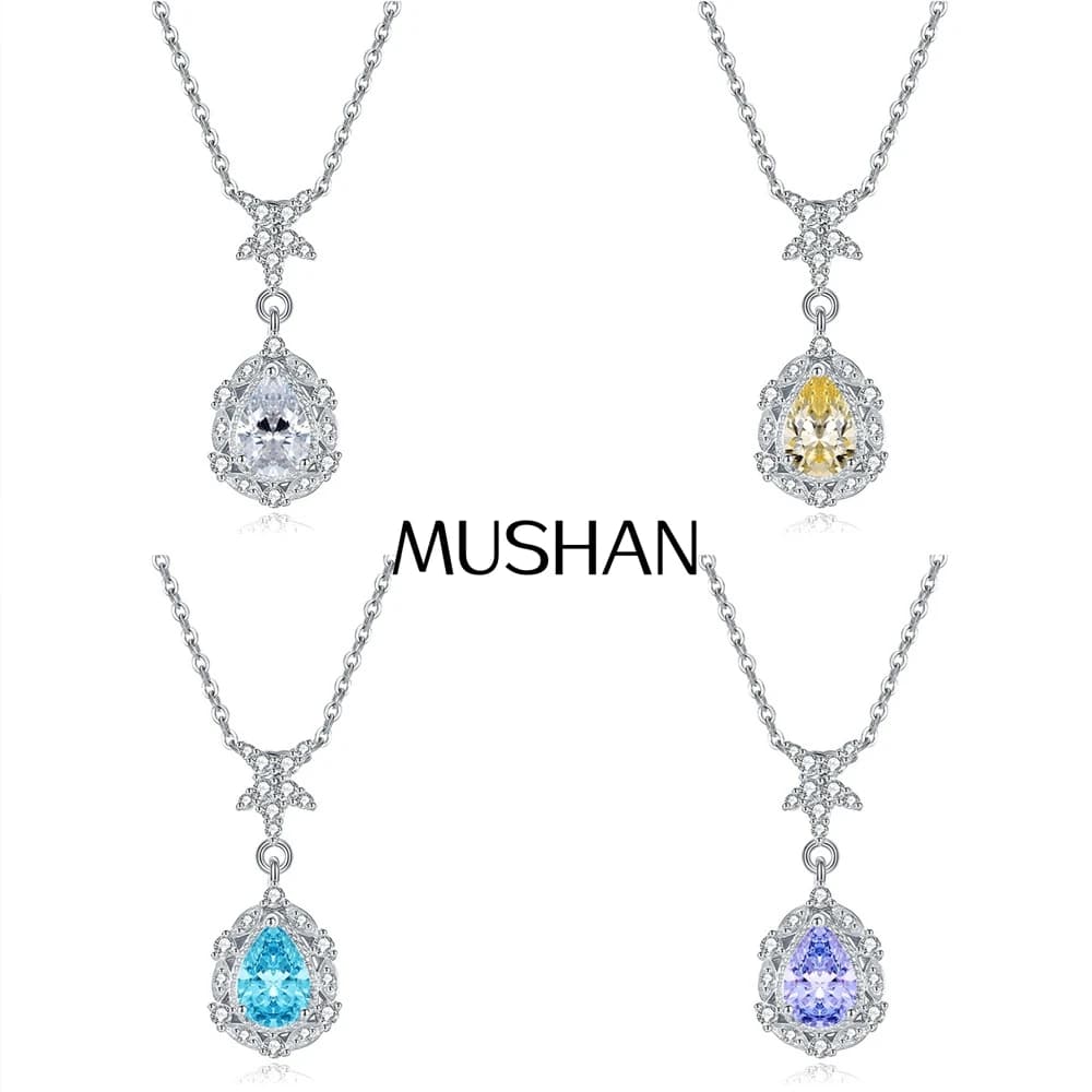Collana con Pendente in Argento Sterling 925 MuShan, Catena con Gemme HCD, Stile Classico per Feste di Fidanzamento, Gioielli da Donna