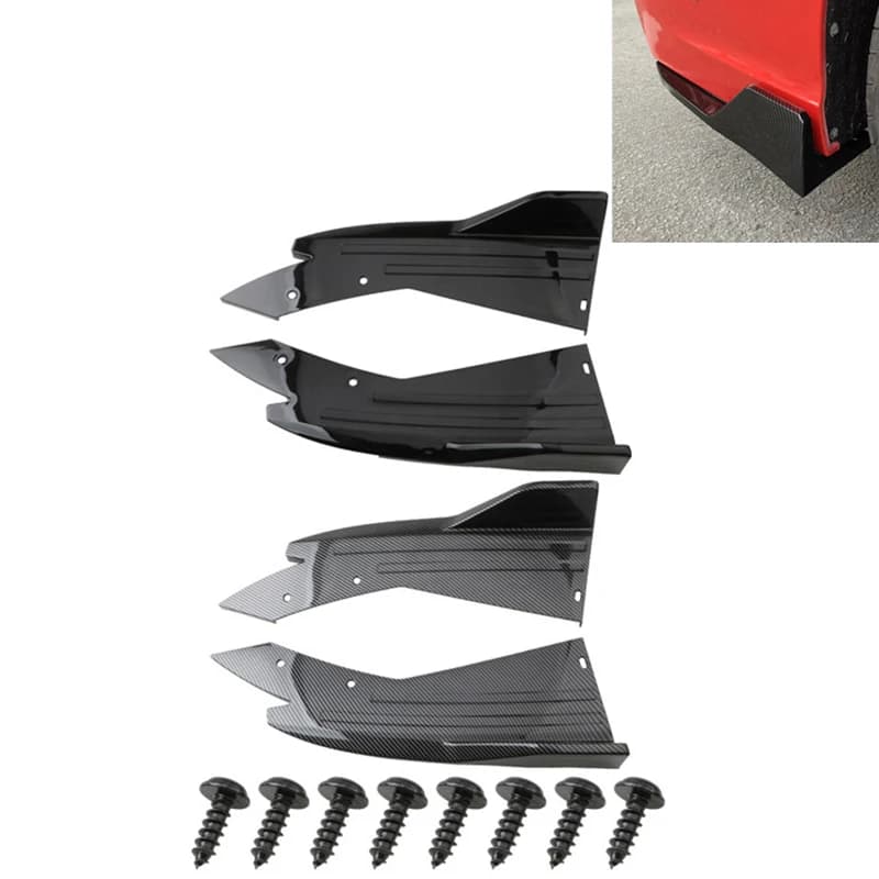 Pair Universal Car Rear Bumper Spoiler Lip Carbon Fiber Wing Trim Protection Anti-crash Diffuser Side Skirt Wrap Angle Splitter