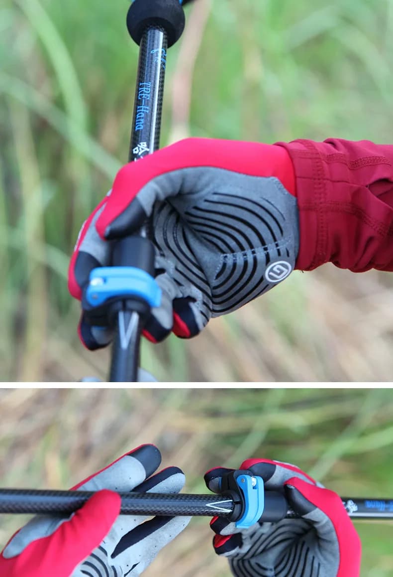 Trekking stick handle Fast block folding barrel Carbon fiber lever EVA telescopic aluminium hiking Trail Running 135